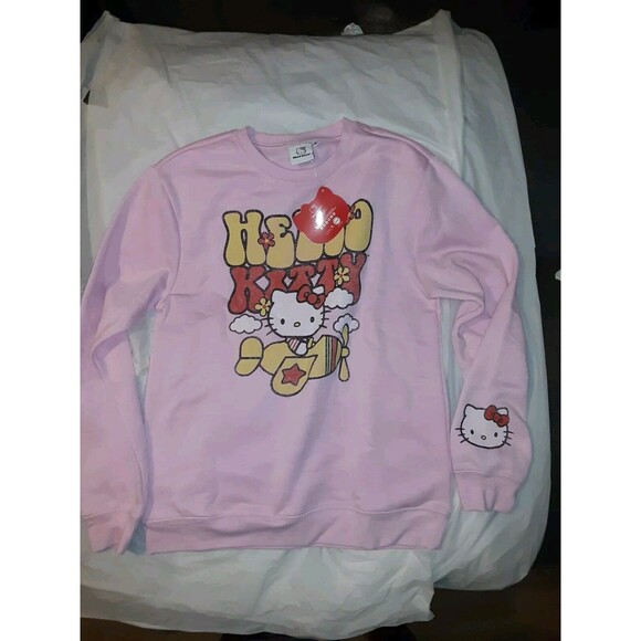 Sanrio Medium Hello KItty Pink Graphic Crewneck Sweatshirt NWT - Picture 6 of 12